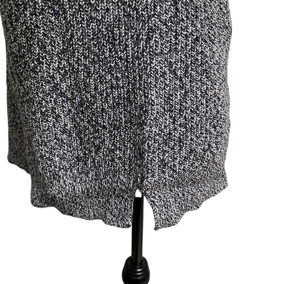 LOFT Black White Salt Pepper Knit Cotton Sweater Button Shoulder Size Small - Picture 8 of 13